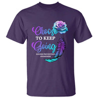 Suicide Prevention Awareness T Shirt Choose To Keep Going Semicolon Rose Feather - Wonder Print Shop
