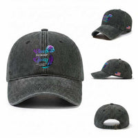 Suicide Prevention Awareness Washed Cotton Baseball Cap Choose To Keep Going Semicolon Rose Feather