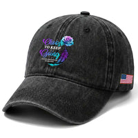 Suicide Prevention Awareness Washed Cotton Baseball Cap Choose To Keep Going Semicolon Rose Feather