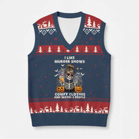 Funny I Like Murder Shows Comfy Clothes And Maybe 3 People V-Neck Knit Sweater Vest Halloween Skeleton - Wonder Print Shop