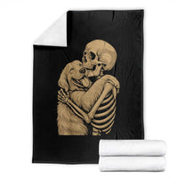 Skeleton Hugging Dog Halloween Dog Lover Throw Blanket - Wonder Print Shop