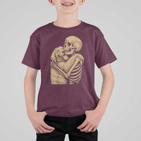 Skeleton Hugging Dog Halloween Dog Lover T Shirt For Kid - Wonder Print Shop