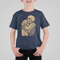 Skeleton Hugging Dog Halloween Dog Lover T Shirt For Kid - Wonder Print Shop