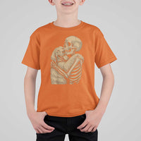 Skeleton Hugging Dog Halloween Dog Lover T Shirt For Kid - Wonder Print Shop