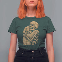 Skeleton Hugging Dog Halloween Dog Lover T Shirt For Women - Wonder Print Shop