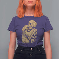 Skeleton Hugging Dog Halloween Dog Lover T Shirt For Women - Wonder Print Shop