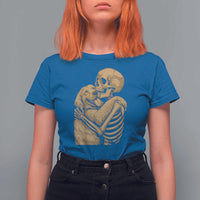 Skeleton Hugging Dog Halloween Dog Lover T Shirt For Women - Wonder Print Shop