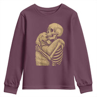 Skeleton Hugging Dog Halloween Dog Lover Youth Sweatshirt - Wonder Print Shop