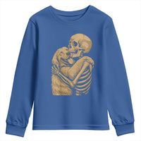 Skeleton Hugging Dog Halloween Dog Lover Youth Sweatshirt - Wonder Print Shop