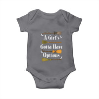 Funny A Girl's Gotta Have Options Baby Onesie Broom Witches Halloween - Wonder Print Shop