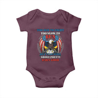 Too Old To Fight Too Slow To Run But I Can Still Shoot Pretty Darn Good Baby Onesie Bald Eagle - Wonder Print Shop
