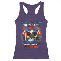 Too Old To Fight Too Slow To Run But I Can Still Shoot Pretty Darn Good Racerback Tank Top Bald Eagle - Wonder Print Shop