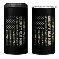 Funny Grumpy Old Man 4 in 1 Can Cooler Tumbler Vintage Camo American Flag Fathers Day - Wonder Print Shop