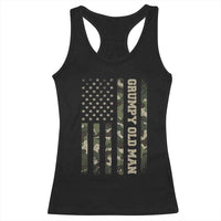 Funny Grumpy Old Man Racerback Tank Top Vintage Camo American Flag Fathers Day - Wonder Print Shop