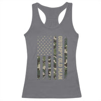 Funny Grumpy Old Man Racerback Tank Top Vintage Camo American Flag Fathers Day - Wonder Print Shop