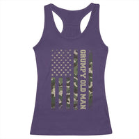 Funny Grumpy Old Man Racerback Tank Top Vintage Camo American Flag Fathers Day - Wonder Print Shop