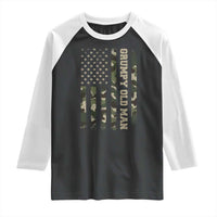Funny Grumpy Old Man Raglan Shirt Vintage Camo American Flag Fathers Day - Wonder Print Shop