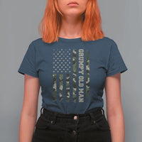 Funny Grumpy Old Man T Shirt For Women Vintage Camo American Flag Fathers Day - Wonder Print Shop