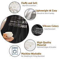 Funny Bold Badass Superhuman Throw Blanket Vintage American Flag Fathers Day - Wonder Print Shop