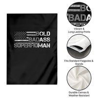 Funny Bold Badass Superhuman Garden Flag Vintage American Flag Fathers Day - Wonder Print Shop