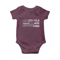 Funny Bold Badass Superhuman Baby Onesie Vintage American Flag Fathers Day - Wonder Print Shop