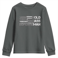 Funny Bold Badass Superhuman Youth Sweatshirt Vintage American Flag Fathers Day - Wonder Print Shop