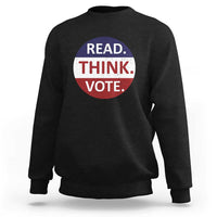Read Think Vote Sweatshirt Presidential Election 2024 Vintage USA Flag - Wonder Print Shop