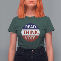 Read Think Vote T Shirt For Women Presidential Election 2024 Vintage USA Flag - Wonder Print Shop