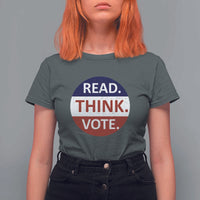 Read Think Vote T Shirt For Women Presidential Election 2024 Vintage USA Flag - Wonder Print Shop