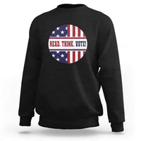Read Think Vote Sweatshirt Presidential Election 2024 Vintage American Flag - Wonder Print Shop
