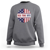 Read Think Vote Sweatshirt Presidential Election 2024 Vintage American Flag - Wonder Print Shop