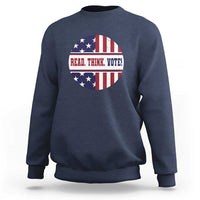 Read Think Vote Sweatshirt Presidential Election 2024 Vintage American Flag - Wonder Print Shop