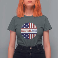 Read Think Vote T Shirt For Women Presidential Election 2024 Vintage American Flag - Wonder Print Shop