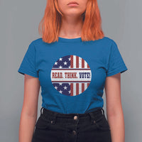 Read Think Vote T Shirt For Women Presidential Election 2024 Vintage American Flag - Wonder Print Shop