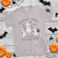 Halloween Nurse T Shirt Spooky Vibes And That Nurse Life Ghost - Wonder Print Shop