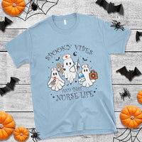 Halloween Nurse T Shirt Spooky Vibes And That Nurse Life Ghost - Wonder Print Shop