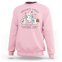 Halloween Nurse Sweatshirt Spooky Vibes And That Nurse Life Ghost - Wonder Print Shop