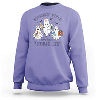 Halloween Nurse Sweatshirt Spooky Vibes And That Nurse Life Ghost - Wonder Print Shop