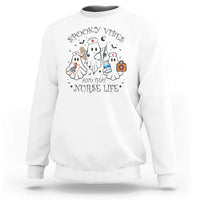 Halloween Nurse Sweatshirt Spooky Vibes And That Nurse Life Ghost - Wonder Print Shop