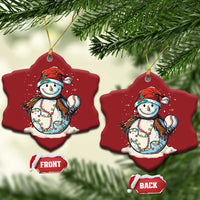Funny Xmas Baseball Christmas Ornament Cute Snowman Baseball Players Santa Hat - Wonder Print Shop