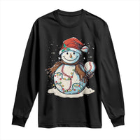 Funny Christmas Baseball Long Sleeve Shirt Cute Snowman Baseball Players Santa Hat