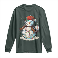 Funny Christmas Baseball Long Sleeve Shirt Cute Snowman Baseball Players Santa Hat