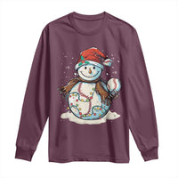 Funny Christmas Baseball Long Sleeve Shirt Cute Snowman Baseball Players Santa Hat