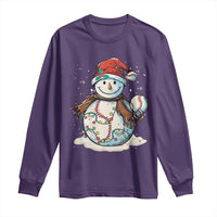 Funny Christmas Baseball Long Sleeve Shirt Cute Snowman Baseball Players Santa Hat