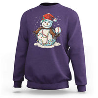 Funny Christmas Baseball Sweatshirt Cute Snowman Baseball Players Santa Hat - Wonder Print Shop