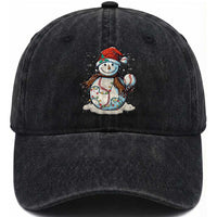 Funny Christmas Baseball Washed Cotton Baseball Cap Cute Snowman Baseball Players Santa Hat