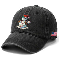 Funny Christmas Baseball Washed Cotton Baseball Cap Cute Snowman Baseball Players Santa Hat
