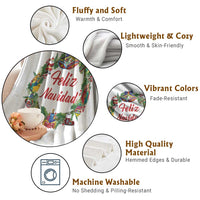 Christmas In Mexico Throw Blanket Feliz Navidad Xmas Wreath - Wonder Print Shop