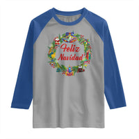 Christmas In Mexico Raglan Shirt Feliz Navidad Xmas Wreath - Wonder Print Shop