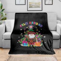 Funny Christmas In Mexico Throw Blanket Feliz Navidad Sombrero Santa Xmas Tree - Wonder Print Shop